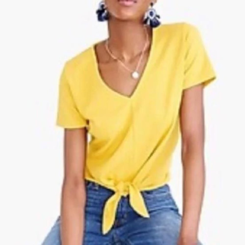 J Crew V-neck Tie Yellow Top Shirt